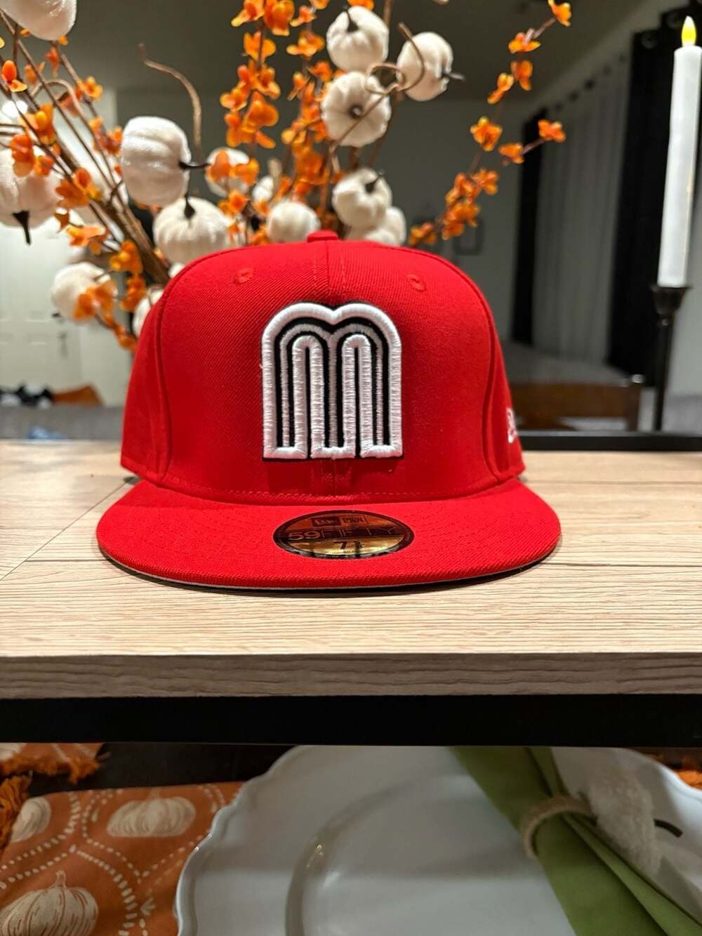 New Era Mexico 59FIFTY Fitted Hat Size 7 5/8 Red